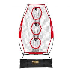 VEVOR 203,2 x 101,6 mm Δίχτυ ρίψης προπονητή ποδοσφαίρου, Δίχτυ εξάσκησης στόχου ρίψης προπόνησης με 3 τσέπες στόχου, δίχτυ χωρίς κόμπους περιλαμβάνει πλαίσιο φιόγκου και φορητή θήκη μεταφοράς, βελτίω