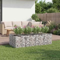 Ανασηκωμένο κρεβάτι gabion 2 τμχ. 200 x 100 x 60 εκ Ασημί 3422218