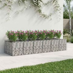 Ανασηκωμένο κρεβάτι gabion 2 τμχ. 300 x 100 x 60 εκ Ασημί 3422219