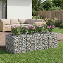 Ανασηκωμένο κρεβάτι gabion 2 τμχ. 200 x 100 x 100 cm Ασημί 3422226