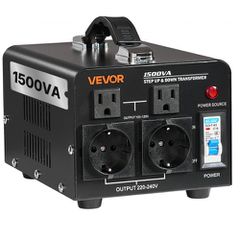 Μετασχηματιστής VEVOR Voltage Converter, 1500VA, Μετασχηματιστής βαρέως τύπου Step Up/Down Power, Μετατροπή από 110V σε 220V και 220V σε 110V, με πρίζες ΗΠΑ, πρίζες ΕΕ, καλώδιο τροφοδοσίας, προστασία