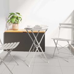 vidaXL Τραπέζι Bistro Μπεζ Ø 50 x 71 εκ. Ατσάλι με Πούδρα