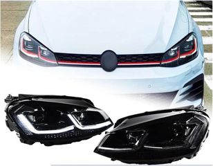 ΦΑΝΑΡΙΑ ΕΜΠΡΟΣ VW GOLF 7.5 (2017-2020) FACELIFT LED ΜΕ ΦΛΑΣ DYNAMIC ΟΛΟ ΜΑΥΡΟ