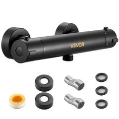 VEVOR Thermostatic Baucet Valve, 38℃ Secure Lock Thermostatic Valve Shower Kit Trim Kit, ζεστό κρύο νερό ντους βαλβίδες ελέγχου θερμοκρασίας με ηλεκτροφορητική επίστρωση για μπάνιο, RV