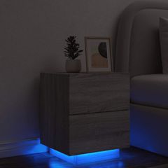 vidaXL Κομοδίνο με Φώτα LED Γκρι Sonoma Επεξεργασμένο Ξύλο