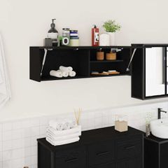 vidaXL ντουλάπι τοίχου μπάνιου μαύρο 100x25x30 cm κατασκευασμένο ξύλο