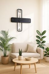 Stewehome Ρολόι Τοίχου Μαύρο Ξύλινο με Διάφανο Plexiglass & Αθόρυβο Μηχανισμό-μαύρο 36x36 cm