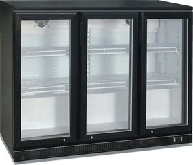 ΠΡΟΣΦΟΡΑ!!! KARAMCO BBT-338H/GN-320H (328Lit - 135x52x90cm) Επιτραπέζιο Ψυγείο Βιτρίνα Back Bar με 3 Ανοιγόμενες Πόρτες +2/+10°C - Μαύρο/Μαύρο