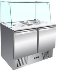 ΠΡΟΣΦΟΡΑ!!! KARAMCO S900SQ (90x70x85/134,5cm - 2 Πόρτες - 230Watt/230V - 2x GN 1/1 - 240Lit) Inox Ψυγείο Πάγκος Σαλατών με Βιτρίνα
