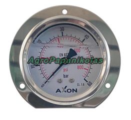 ΜΑΝΟΜΕΤΡΟ ΝΕΡΟΥ ΓΛΥΚΕΡΙΝΗΣ ΜΕ ΒΑΣΗ ΠΙΣΩ Φ63mm ΚΑΙ ΦΛΑΝΤΖΑ Φ85mm-ΠΑΣΟ 1/4"-ΠΙΕΣΗ 0-60bar