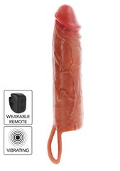 Get Real - Hydrated Skin Silicone Vibrating Penis Sleeve Caramel 20 Cm