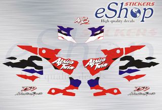 Αυτοκόλλητα σετ για Honda Africa Twin xrv 750 1995 1998 (Ασημί - Κόκκινη έκδοση) RD07