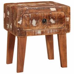 vidaXL End Table με συρτάρι Καφέ 40 x 32 x 46 εκ Στερεό Ανακτηθέν Ξύλο