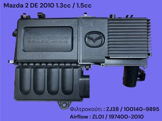 MAZDA 2 DE 2008-2014 ΜΕΤΑΧΕΙΡΙΣΜΕΝΑ ΑΝΤΑΛΛΑΚΤΙΚΑ ( φιλτροκούτι εισαγωγής αέρα με κωδικό ZJ38 / 100140-9895 κατάλληλο για αυτοκίνητα με κινητήρες βενζίνης 1.3cc / 1.5cc )