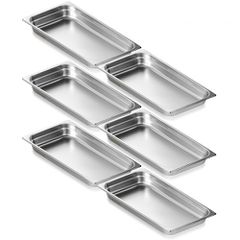 VEVOR 6 Pack Pans Hotel, Full Size Anti-Jam Steam Pan, 0,8mm πάχος από ανοξείδωτο ατσάλι Εστιατόριο Steam Pan, 2,5 ιντσών Deep Commercial Tags, Catering Storage Food Pan, for Industrial & Scientifi