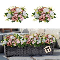 VEVOR Flower Ball Arrangement Bouquet 10PCS, 240 mm Diameter Artificial Flower Balls Banks Wedding Centrepieces, Faux Rose Arrangement for Wedding Κεντρική διακόσμηση σπιτιού, Ροζ και λευκά τριαντάφυλ