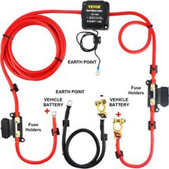 VEVOR Split Charge Relay Kit, 4mtr 12V, Automatic Dual Battery Isolator Kit with Voltage Sense Relay VSR, Συμβατό με RV Marine Car Vehicle Truck Caravan Camper Yacht ATV UTV Boats Workshop