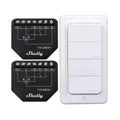Σετ 2 ελεγκτών WiFi για περσίδες/κουρτίνες Shelly Shutter + BLU RC Button 4