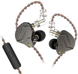 KZ ZSN PRO Grey Mic - IEM 3,5 In Ear Monitor Earphones, Dynamic Hybrid Dual Driver 1BA+1DD