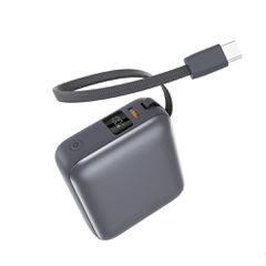 QCY PB10C Grey 10000mAh 35W PD fast charge power bank - Digital Display, Fireproof ABS+PC