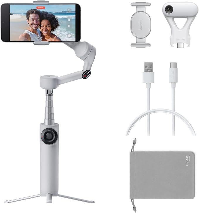 Insta360 Flow 2 AI Tracker Bundle Gray - A.I. Powered Gimbal Stabilzer for Smartphone