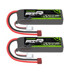 2×OVONIC 3S Lipo Battery 5500mAh 50C 11.1V with Deans Plug for Arrma RC Cars RC Buggy 1/10 RC Car