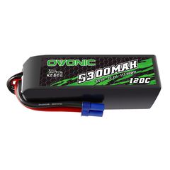 Ovonic Rebel 120C 6S 5300mAh 22.2V LiPo Battery with EC5 Plug for 1/7 & 1/8 RC Cars Trucks & EDF Jets