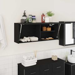 vidaXL ντουλάπι τοίχου μπάνιου μαύρο 100x25x40 cm κατασκευασμένο ξύλο