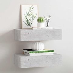 vidaXL Ράφια Τοίχου Συρτάρια 2 τεμ. Γκρι Σκυρ. 40x23,5x10 εκ από MDF