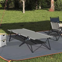 vidaXL Αναδιπλούμενο Κρεβάτι Κάμπινγκ Γκρι 206 x 76 x 74 εκ