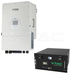 V-TAC Σετ Υβριδικού Τριφασικού Inverter 10kW + Μπαταρία LiFePO4 9.6kWh | CEI-021 με 10 Χρόνια Εγγύηση - SKU 12318