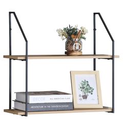 Ραφιέρα Τοίχου ArteLibre OLVAN Δρυς/Μαύρο MDF/Μέταλλο 65x20x52cm