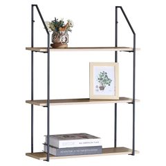 Ραφιέρα Τοίχου ArteLibre OLVAN Δρυς/Μαύρο MDF/Μέταλλο 65x20x80cm