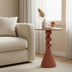 Βοηθητικό τραπέζι Bilane pakoworld μέταλλο σε terracotta απόχρωση Φ39x60εκ