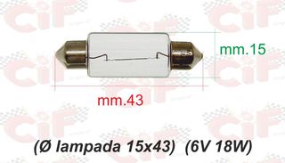 Λάμπα σωληνωτή (6V 18W) για Vespa