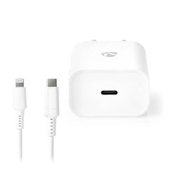Nedis 233-2051 Φορτιστής με Θύρα USB-C και Καλώδιο USB-C - Lightning 20W Power Delivery Λευκός (WCPDL20W112)