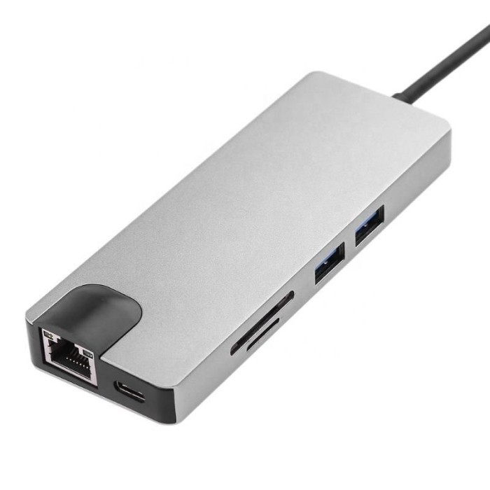 Μετατροπέας 8in1 USB C hub RJ45 HDMI USBx2 VGA SD TF USB3.0x2