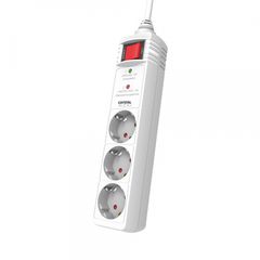 CRYSTAL AUDIO CP3-1300-70W Λευκό Πολύπριζο Προστασίας Schuko 3 Θέσεων 1300j/70db