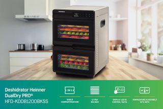Heinner DualDry PRO HFD-KDDB1200BKSS Αποξηραντής Τροφίμων 1200W LED Inox