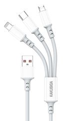 KAKUSIGA καλώδιο USB σε USB-C/Lightning/Micro USB KSC-1025, 5A, 480Mbps, 1.2m, λευκό