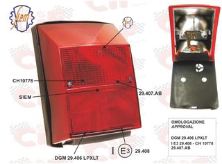 Φανάρι πίσω SIEM κομπλέ για Vespa PK 125-PK 80-100-125/S- AUTOMATICA