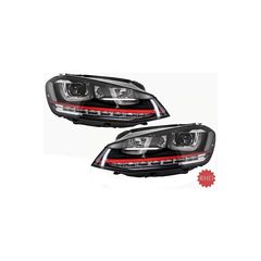 RHD Fanária Emprós 3D LED Proboleís Hméras (DRL) katállhloi gia VW Golf 7 VII (2012-2017) RED R20 GTI Look LED Dunamikí Seiriakí Roí Fotismós strofís