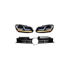 Emprós Grília katállhlh gia VW Golf VI (2008-2012) me Fanária Emprós Osram Xenón LED Dunamikó Sequential Fotismós strofís R20 Schediasmós