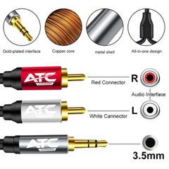 ATC HQ 3.5mm M/ 2 X RCA Cable 5m-thumb-1