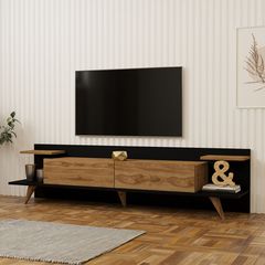 Έπιπλο τηλεόρασης Astry pakoworld oak με ανθρακί 180x36,8x45εκ