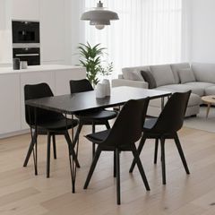 Σετ τραπεζαρία 5τμχ Roger - Viva Megapap Mdf - PP χρώμα μαύρο εφέ μαρμάρου - μαύρο 120x70x75εκ.