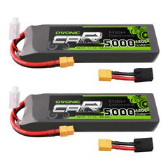 2 × OVONIC 3S 120C 11.1V 5000mAh LiPo Battery Pack With XT60 to TRA Plug for RC Car Truck Boat