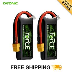 Ovonic Force 2S 2200mAh 50C 7.4V LiPo Battery w/XT60 to TRA Plug for 1/16 RC Truck, Crawler & Scale Model