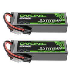 2 x OVONIC 2S 1400mAh 120C 7.4V Lipo Battery with IEC Plug for 2S RC Car Boat RC Aircraft