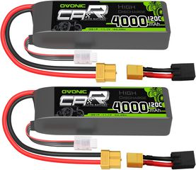 OVONIC 11.1V 3S LiPo Battery 4000mAh 120C with TRA Plug for 1/10 Scale RC Cars & Trucks